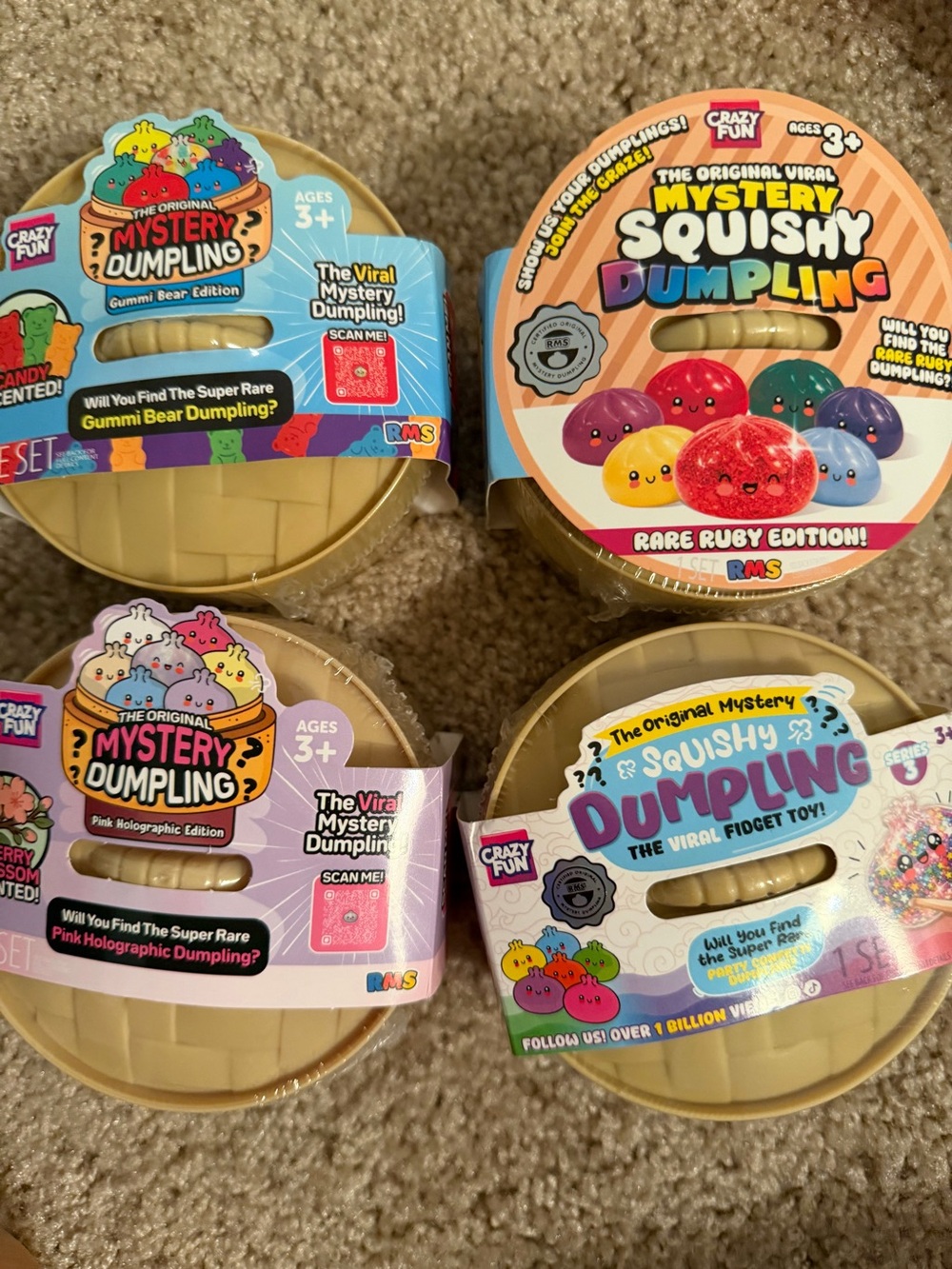 RMS Mystery Squishy Dumpling Kids Toy - set of 4